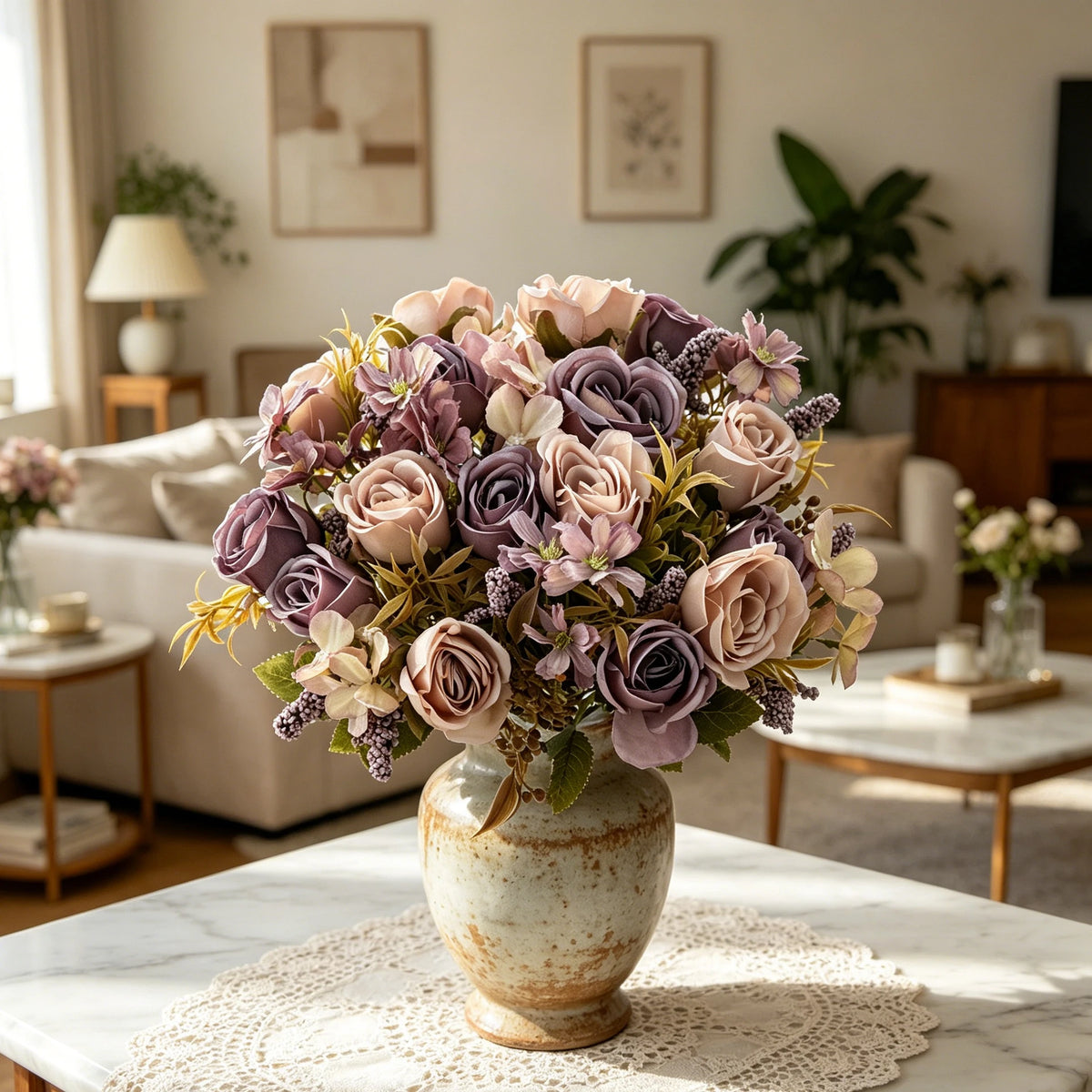 Artificial Silk Rose Peony Bouquet – Wedding & Home Décor Artificial Flower Bouquet Babs