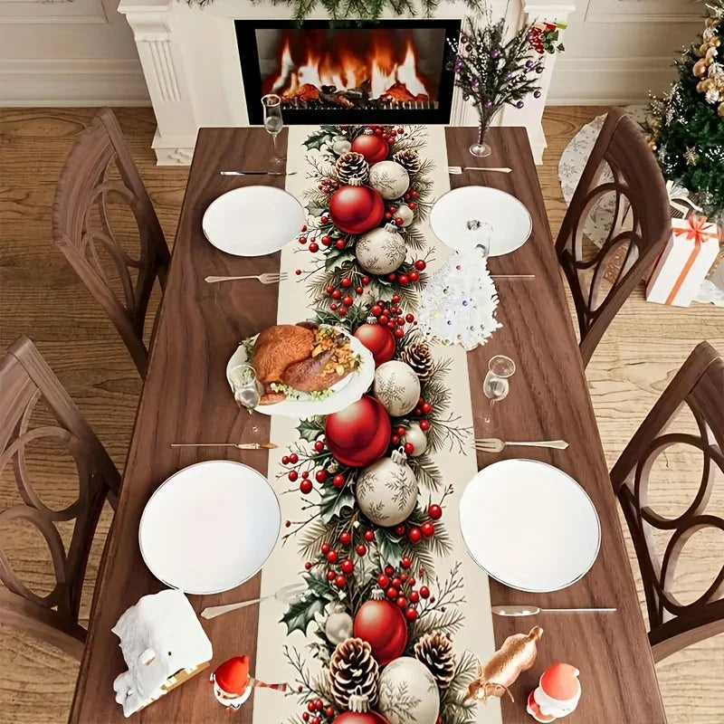 Christmas Table Runner – Festive Polyester Holiday Table Decor Holiday Table Runner Babs