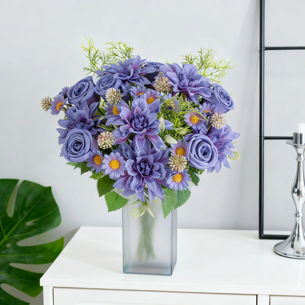 Silk Artificial Dahlia Rose Bouquet – Wedding & Home Decor Artificial Flower Bouquet Babs