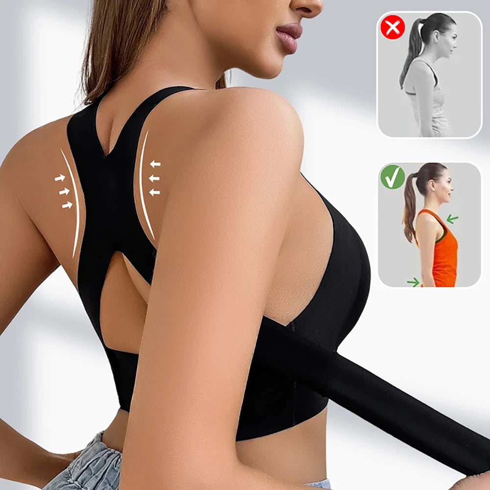Cross Back Posture Bra – Wireless Front Closure Bralette Wireless Posture Bra Babs