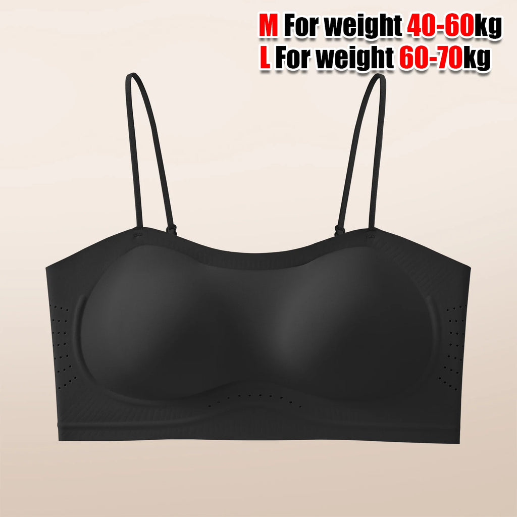 Strappy Push Up Bralette – Seamless Padded Bandeau Tube Top Push Up Bralette Babs M Black