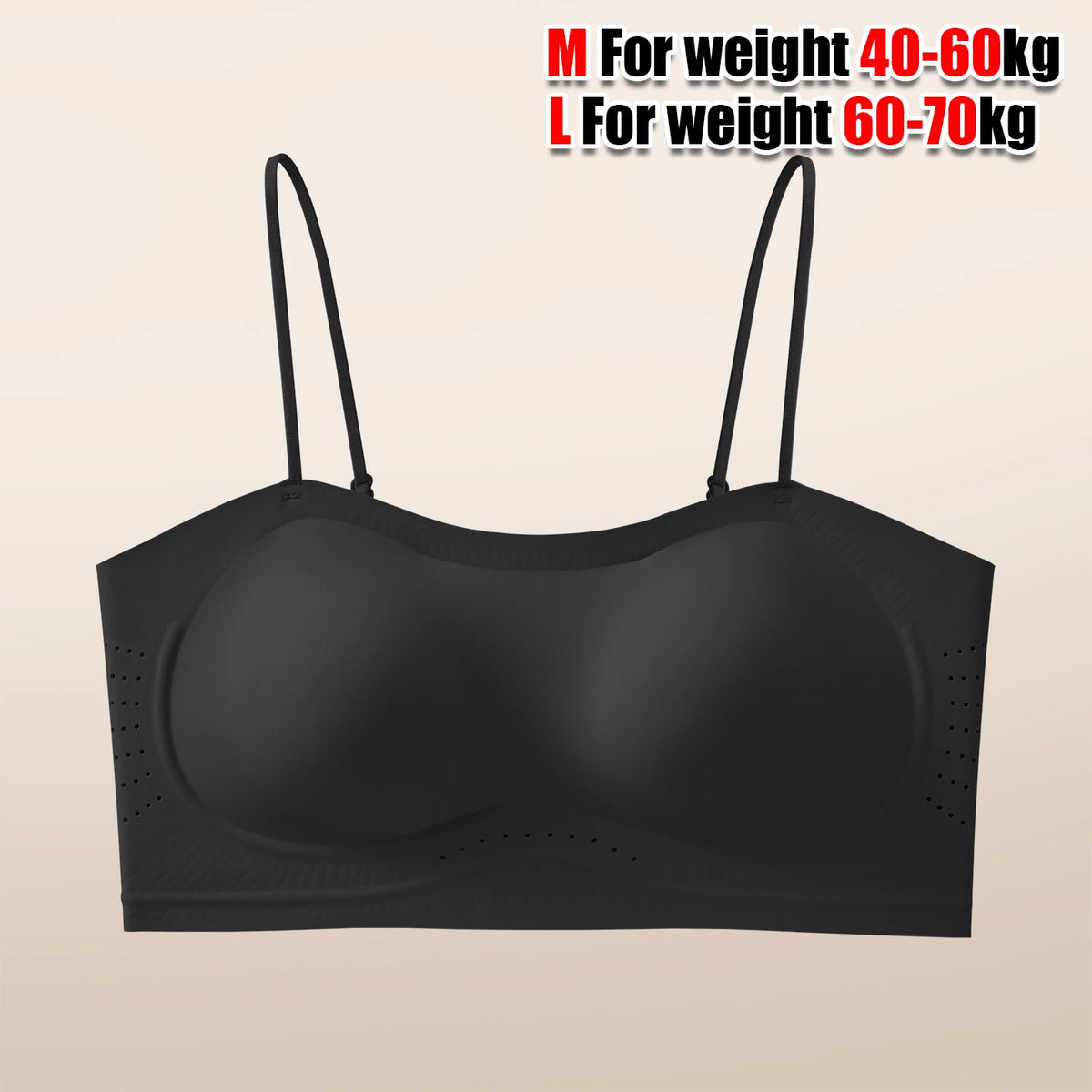 Strappy Push Up Bralette – Seamless Padded Bandeau Tube Top Push Up Bralette Babs M Black