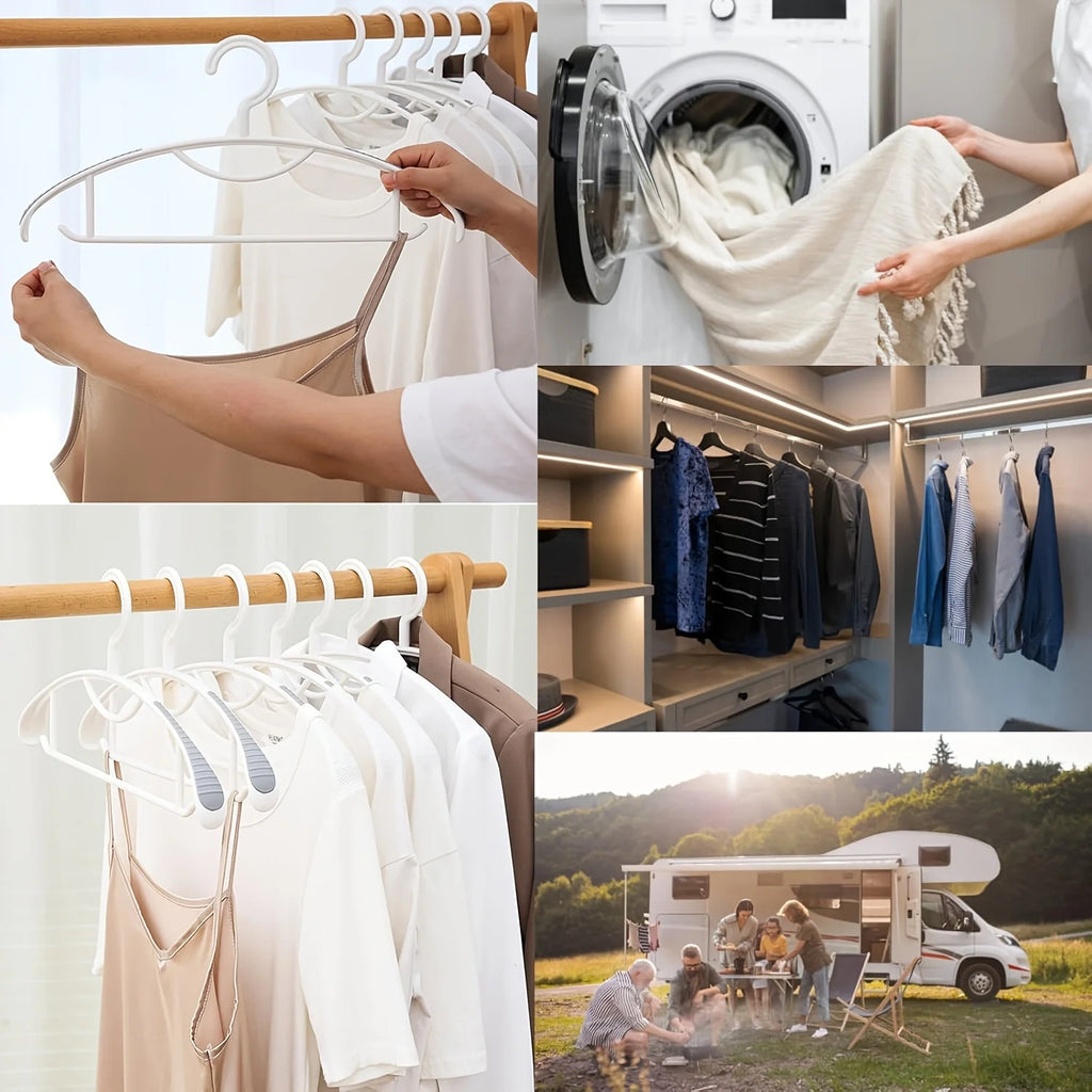 10-Pack Non-Slip Wide Plastic Hangers – No Shoulder Bump Clothes Hangers Babs