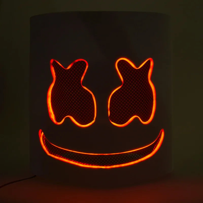 Cotton Candy DJ LED Headgear Mask – Holiday Party Prop LED Costume Mask Babs red