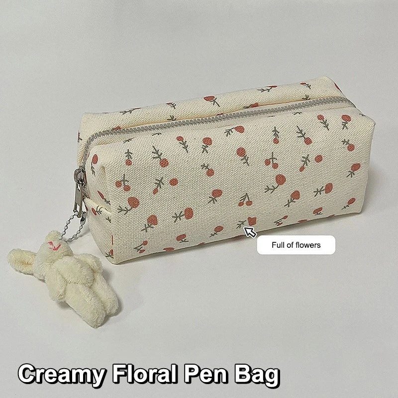 Floral Canvas Pencil Case – Large Capacity Stationery Organizer Pencil Case Babs