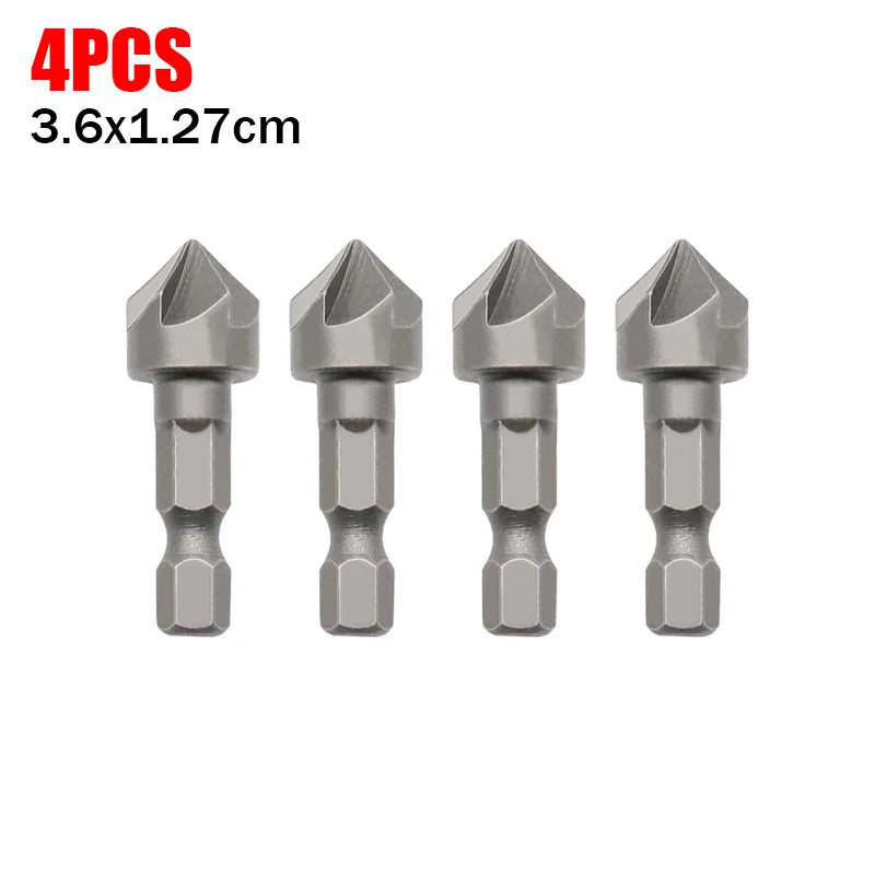 6-Blade Hex Shank Countersink Drill Bit – Carbon Steel Wood Countersink Drill Bit Babs 4PCS