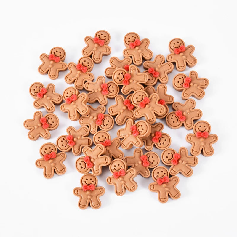 Christmas Gingerbread Man Resin Cabochons 10/20 Pcs – DIY Craft Resin Craft Cabochons Babs Red 10pcs