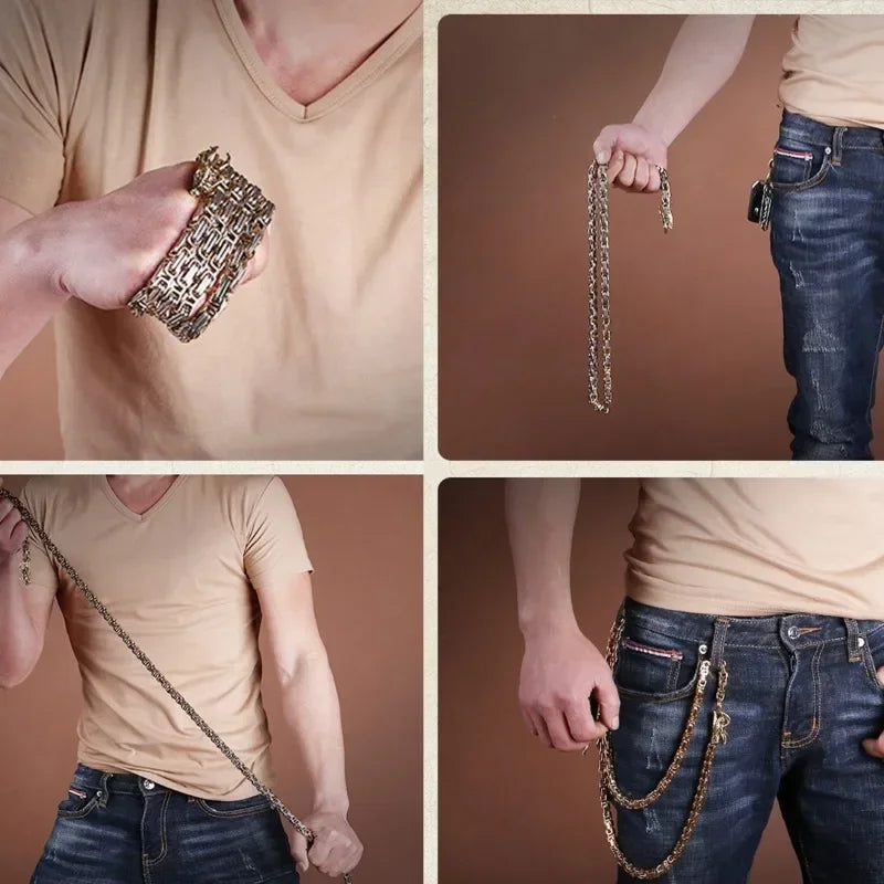 Stainless Steel Dragon Chain Bracelet 101cm – EDC Tactical Whip Chain Link Bracelet Babs