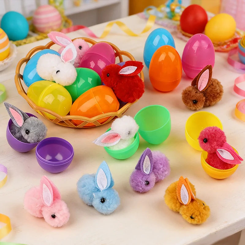 24/48Pcs Easter Eggs with Rabbit Figures for Kids Egg Hunt Easter Party Favors Babs