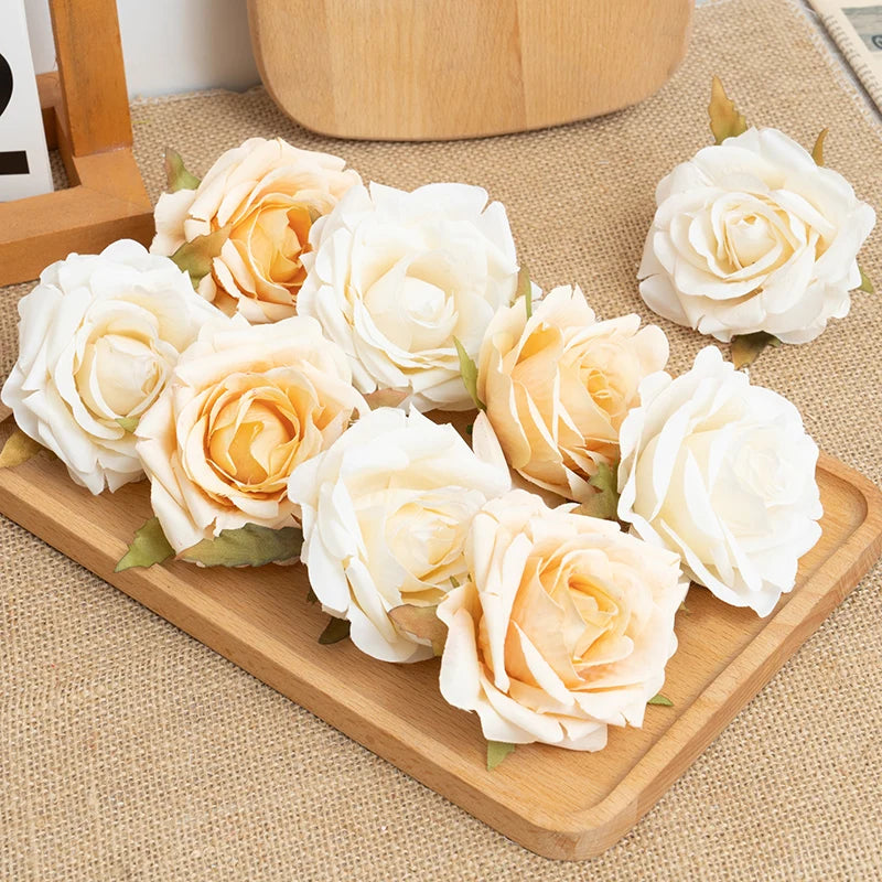 5Pcs Silk Rose Artificial Flower Heads – Wedding & Home Decor Artificial Flower Heads Babs
