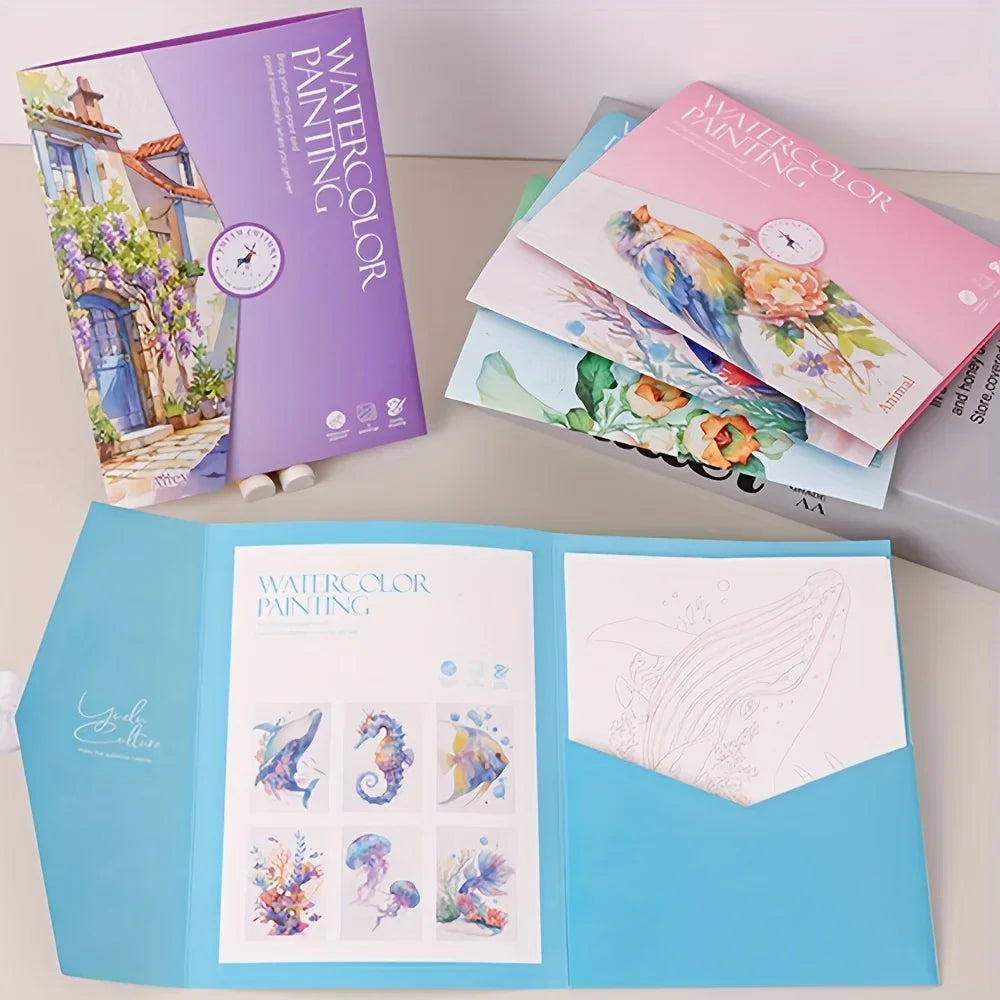 Creative Watercolor Painting Set – Paper, Pen & Pigments | 4 Styles Watercolor Art Set Babs