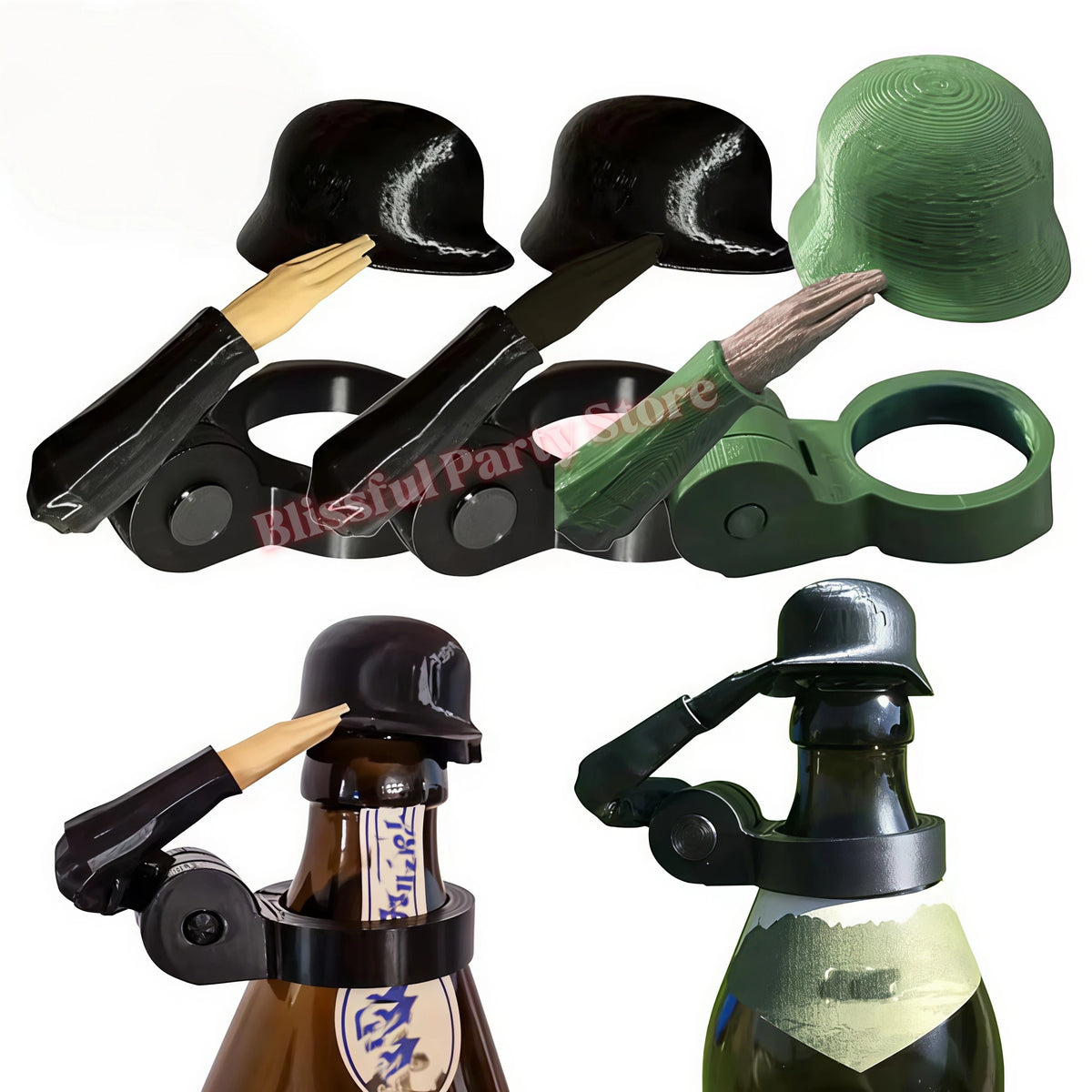 Soldier Salute Beer Bottle Helmet Topper – Dustproof Cap Novelty Bottle Topper Babs
