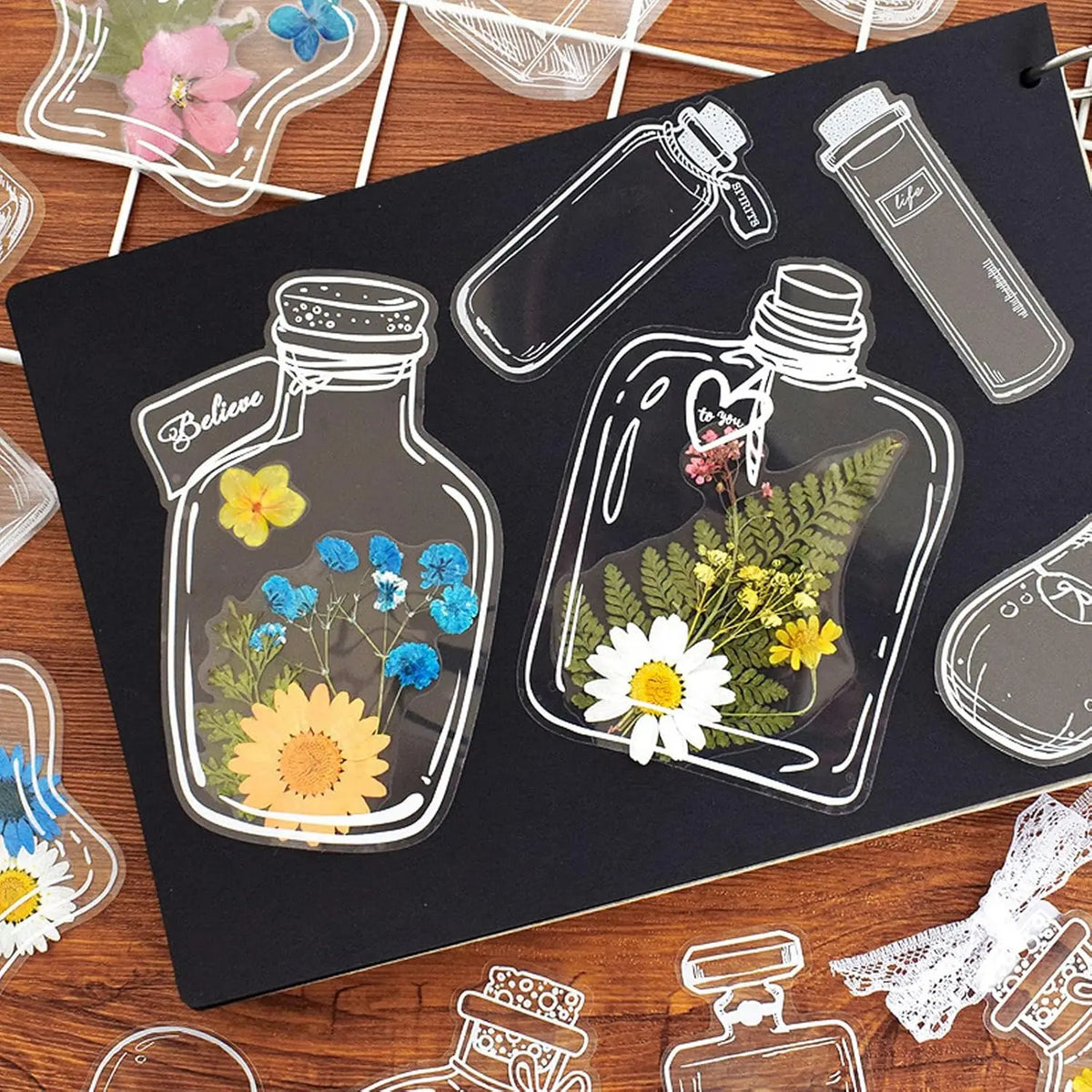 DIY Transparent Pressed Flower Bookmarks Kit – 20/40 Pcs DIY Craft Kit Babs
