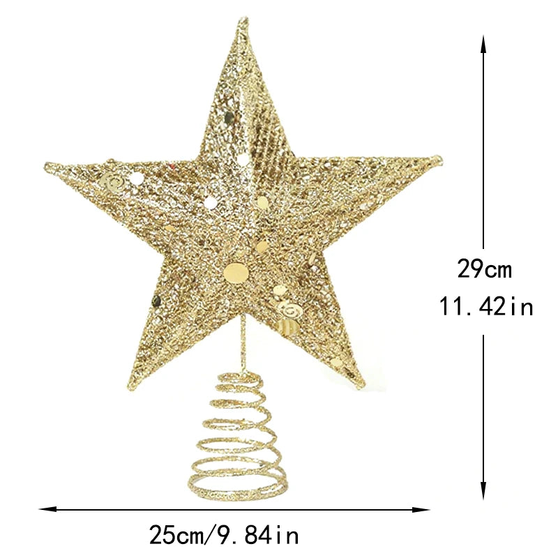 Gold Silver Glitter Star Christmas Tree Topper Ornament Christmas Tree Topper Babs 29cm Gold