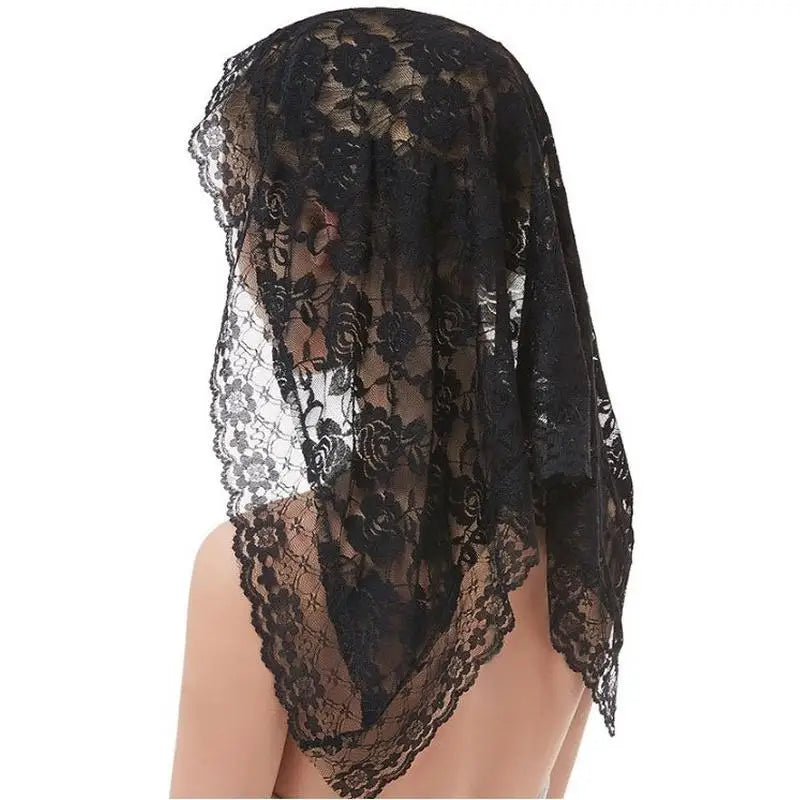 Lace Triangle Church Shawl Floral Mantilla Veil Scarf | 90×45cm Lace Mantilla Shawl Babs