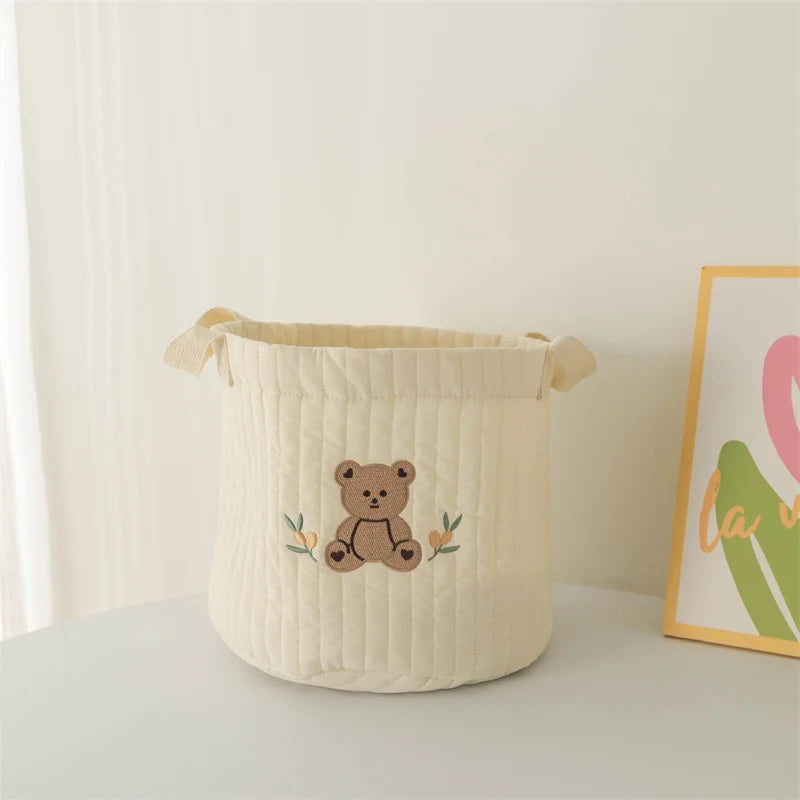 Baby Quilted Storage Bucket Bag – Diaper & Toy Organizer Tote Baby Storage Organizer Babs L