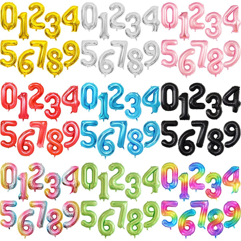 Giant Foil Number Balloons 32/40 Inch | Party Décor 0-9 Foil Number Balloons Babs