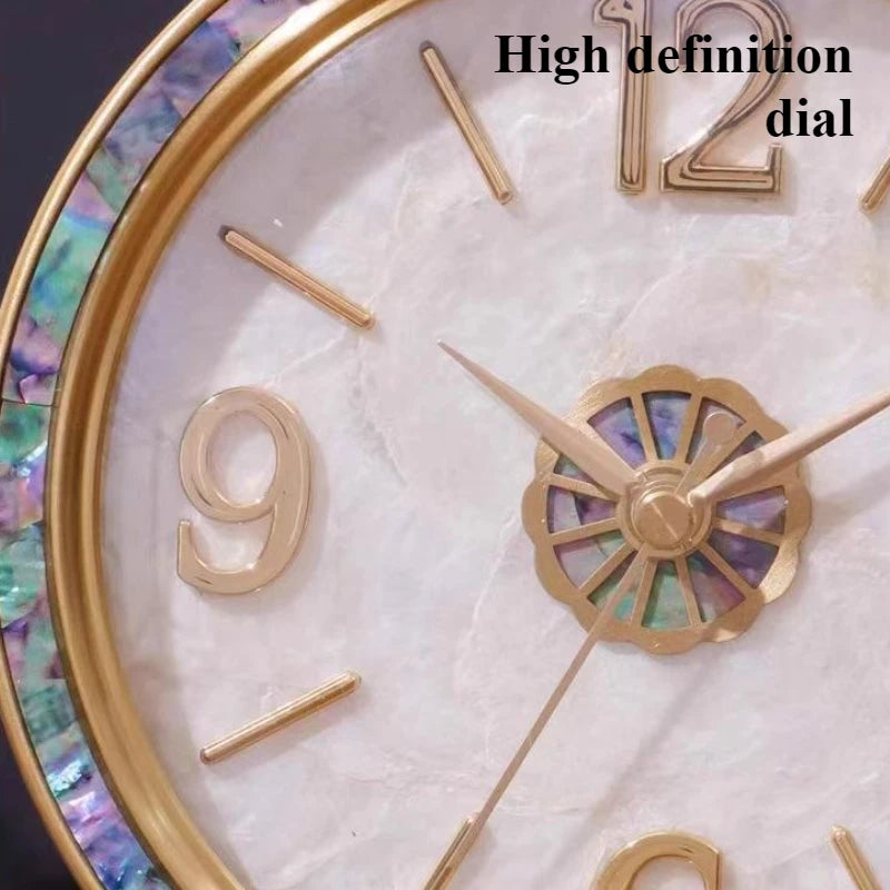Natural Seashell Brass Desk Clock – Silent Quartz Home Decor Decorative Desk Clock Babs