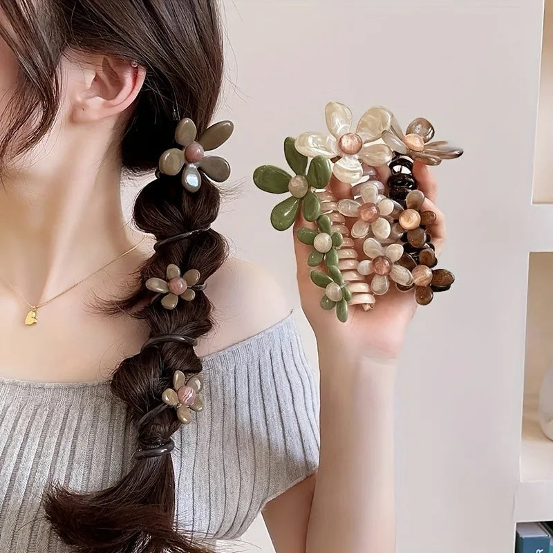 Pearl Flower Bubble Braid Hairband | Elastic Hair Accessories Elastic Hair Band Babs