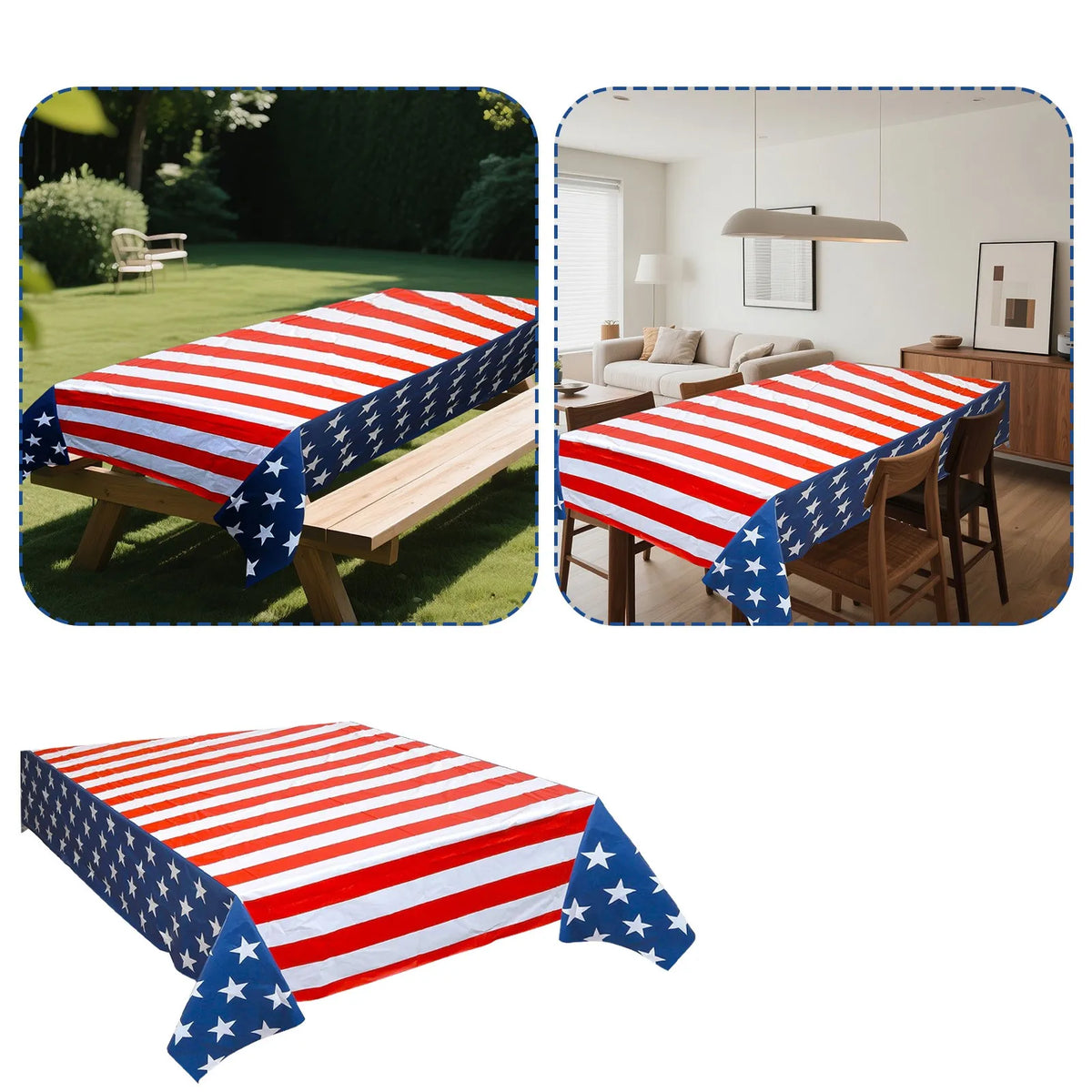 USA Flag Disposable Tablecloth – Patriotic 54×108" Table Cover Disposable Tablecloth Babs