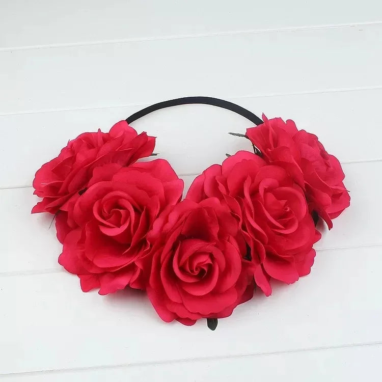 10-Pack Rose Flower Headband Wreath – Wedding & Party Set Floral Wreath Headband Babs 13