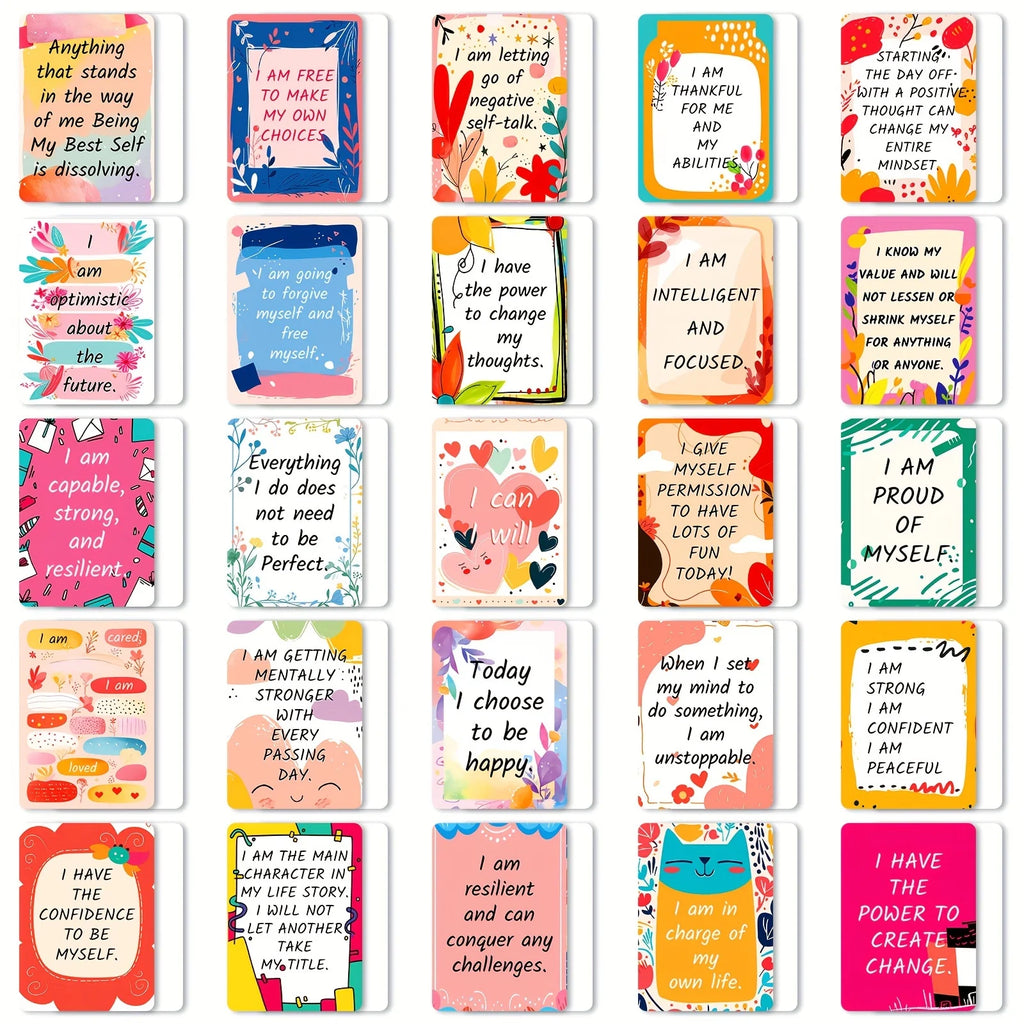 50 Motivational Affirmation Cards – Colorful Inspirational Quotes Affirmation Card Set Babs