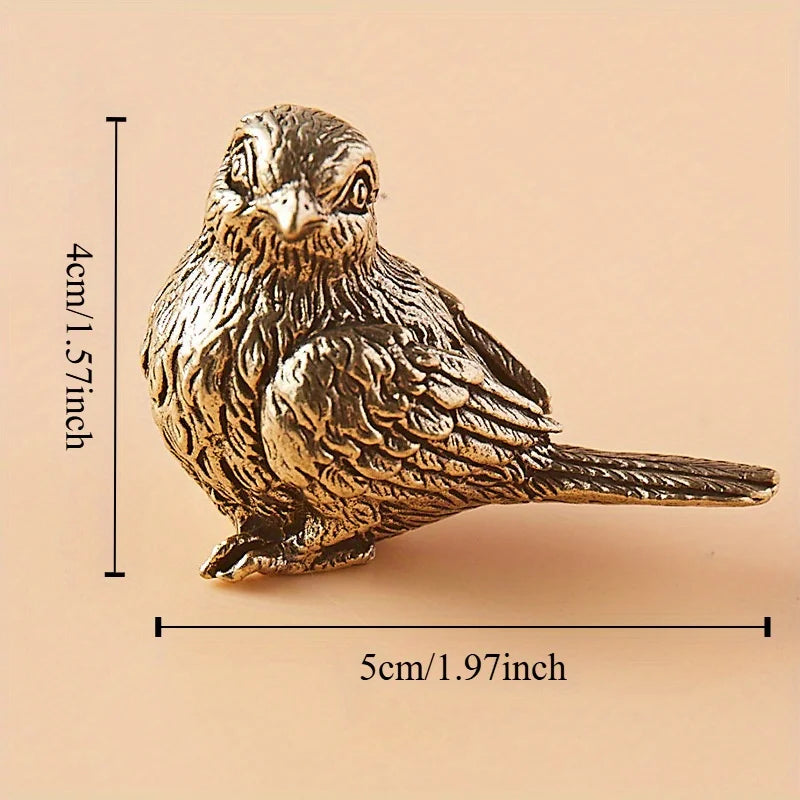 Vintage Brass Sparrow Miniature Sculpture – Antique Bird Figurine Brass Bird Figurine Babs