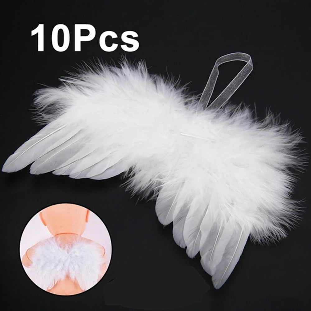10Pcs Feather Angel Wings Ornaments – Christmas & Wedding Decor Holiday Ornaments Babs