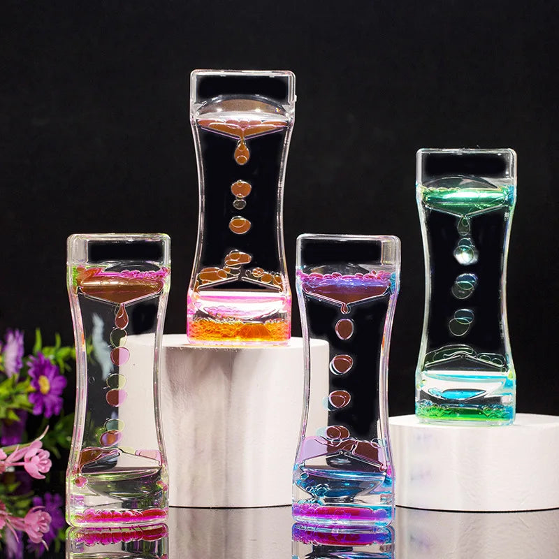 Liquid Oil Drop Hourglass Timer – Calming Desktop Decor Ornament Decorative Hourglass Babs