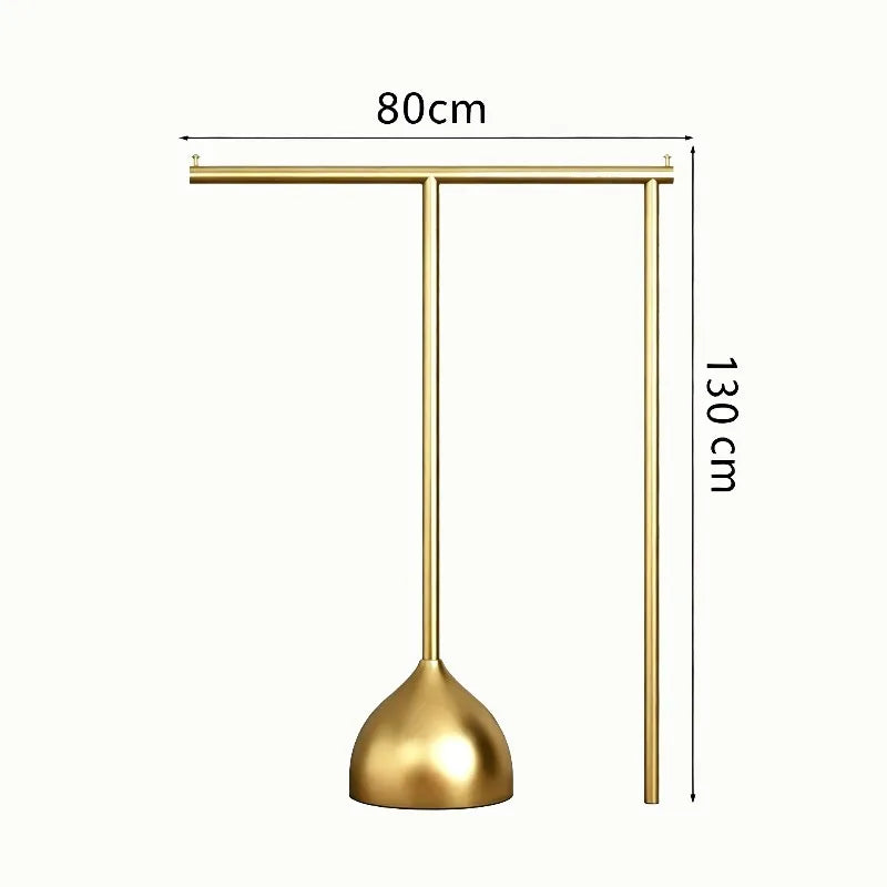 Floor-Standing Coat & Clothes Drying Rack – Metal, Foldable Coat & Drying Rack Babs Gold Length 80cm