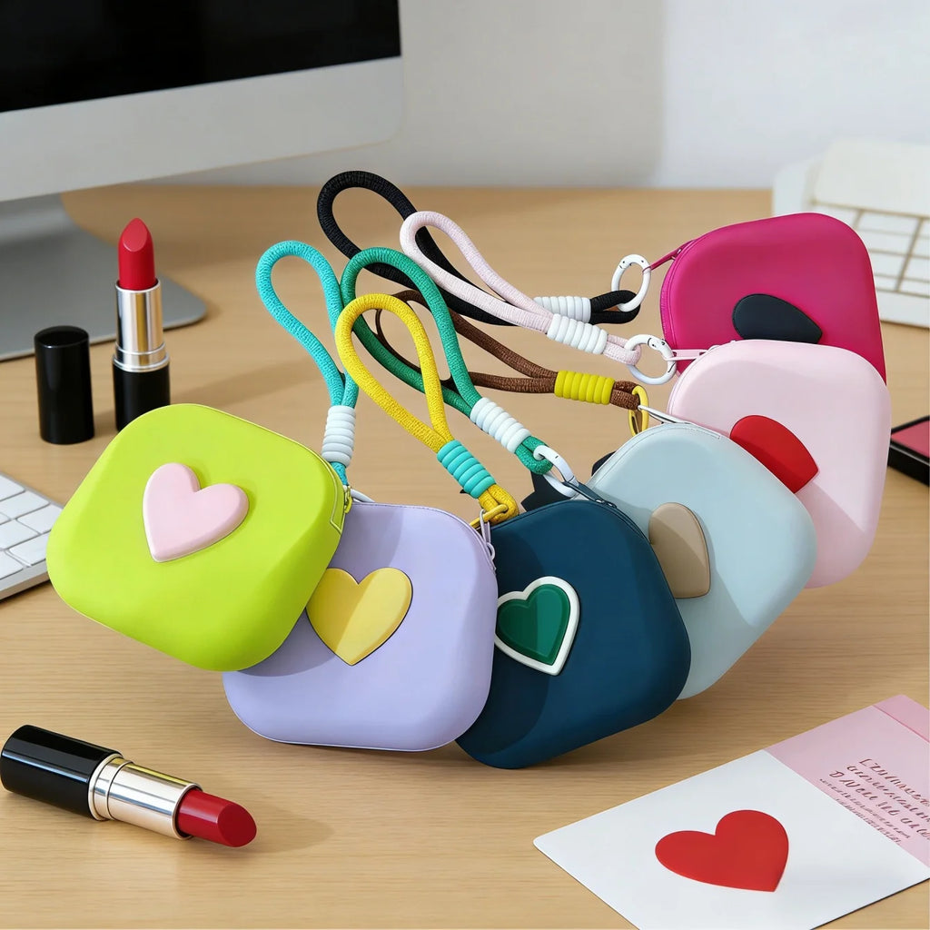 Heart Shaped Silicone Makeup Bag – Waterproof Travel Cosmetic Case Silicone Cosmetic Bag Babs