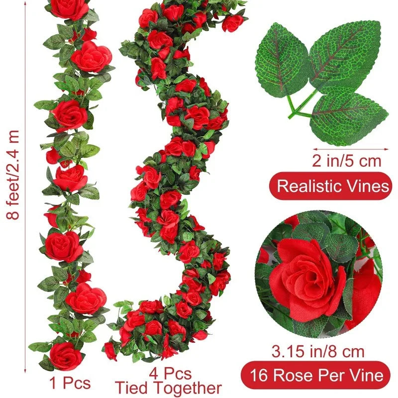 2.3M Silk Rose Artificial Flower Vine – Wedding & Home Decor Artificial Flower Vine Babs