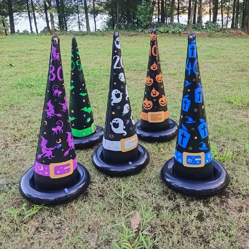 Halloween Inflatable Witch Hat Ring Toss Game – 5 Hats & 20 Rings Party Ring Toss Game Babs
