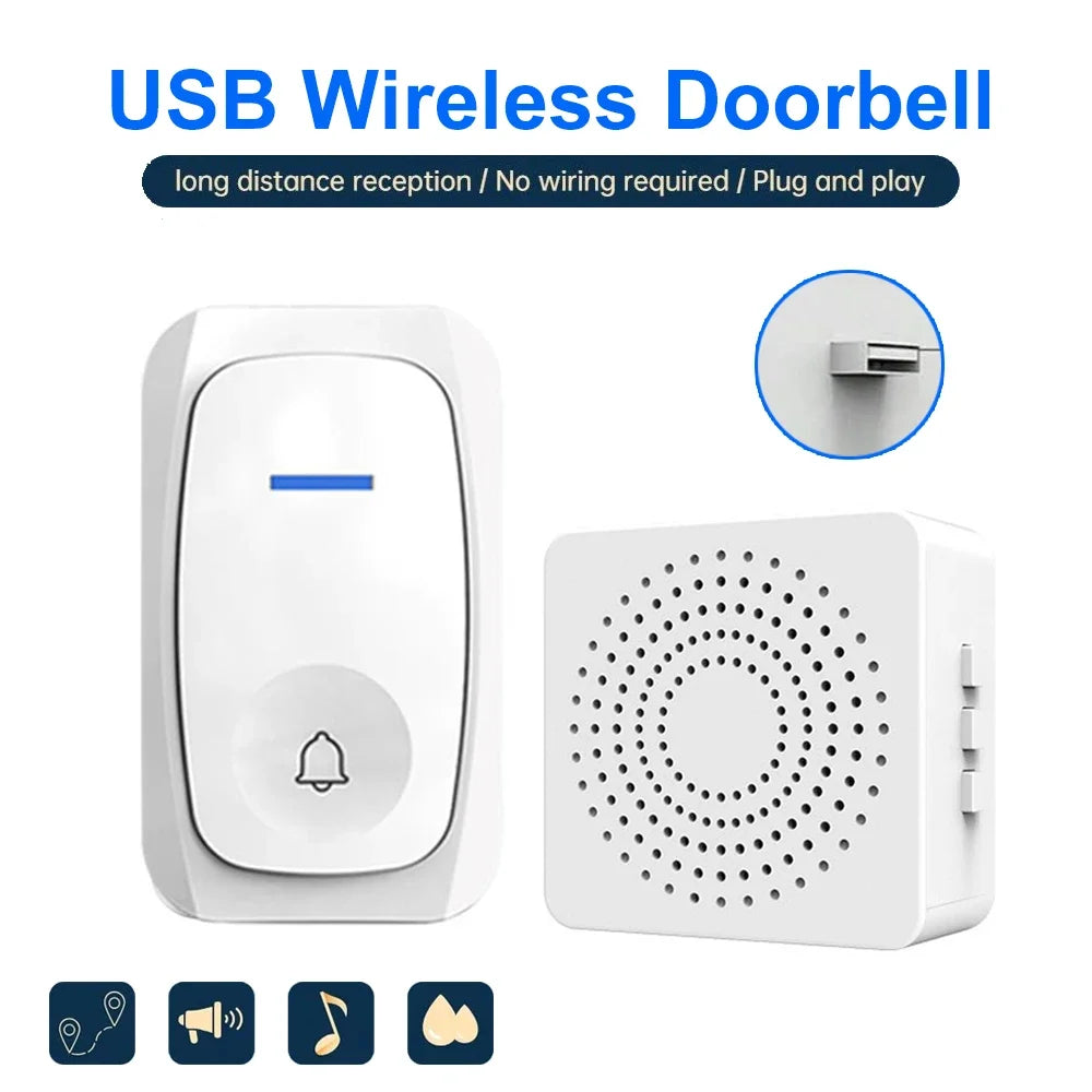 KEBETEME USB Wireless Doorbell – 38 Songs & 3-Level Volume Wireless Doorbell Babs