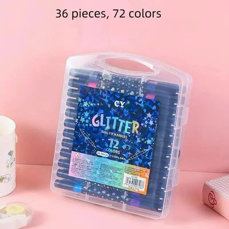 Dual Brush Glitter Metallic Art Markers 24–96 Colors | HUXUAN Glitter Art Markers Babs 36pcs