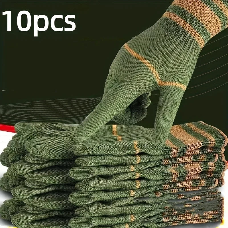 10-Pack Nylon Gloves – Grip Texture for Cycling, Fishing & Camping Nylon Knit Gloves Babs