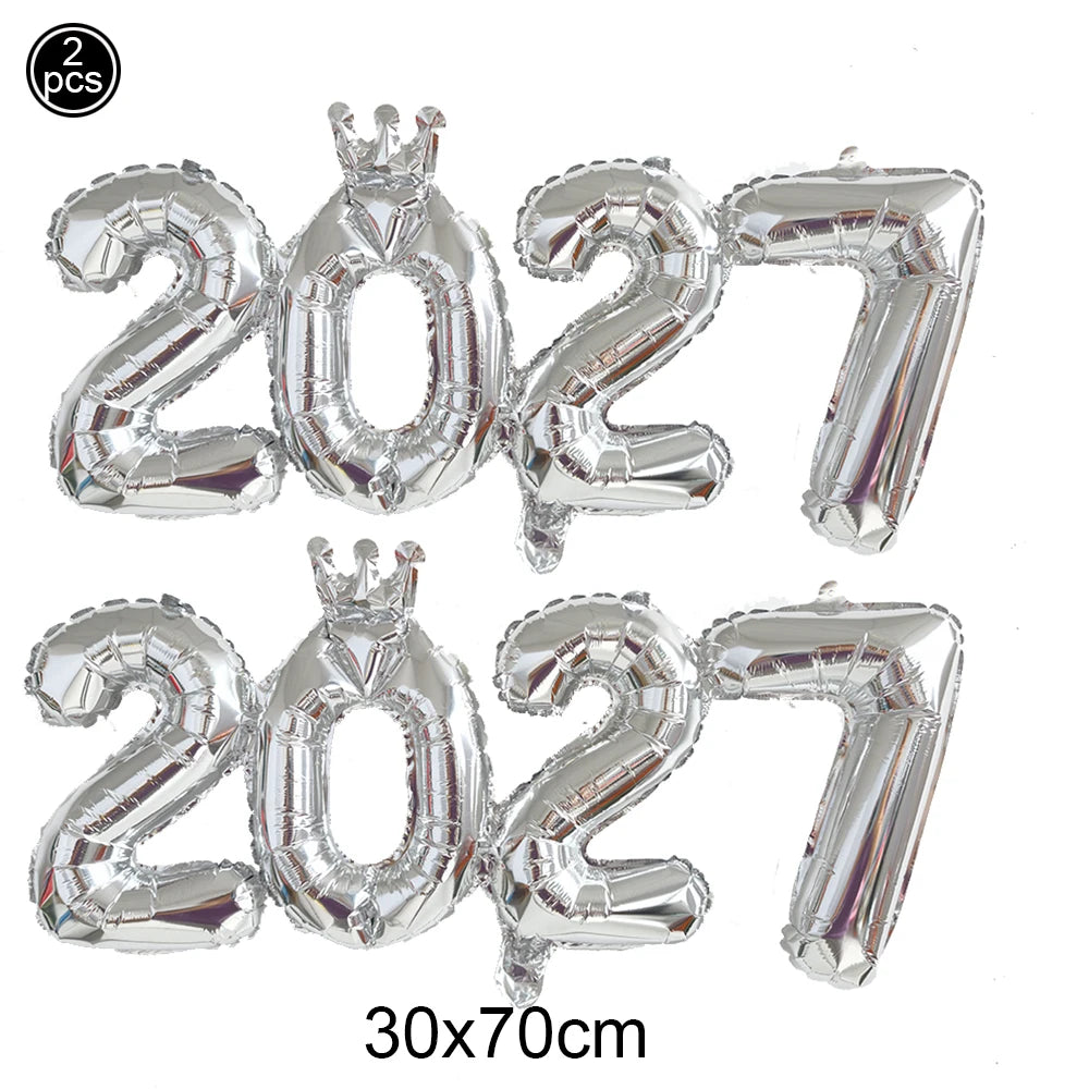 2027 New Year Foil Balloon Set – Gold, Silver & Champagne Party Foil Balloons Babs Deep Sapphire As pictures show
