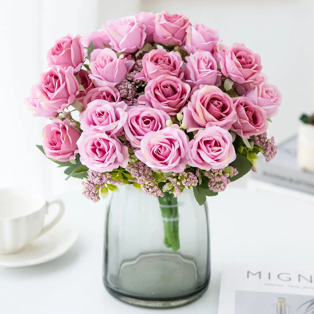 Artificial Silk Rose Bouquet – Wedding & Home Décor Gift Artificial Silk Flowers Babs
