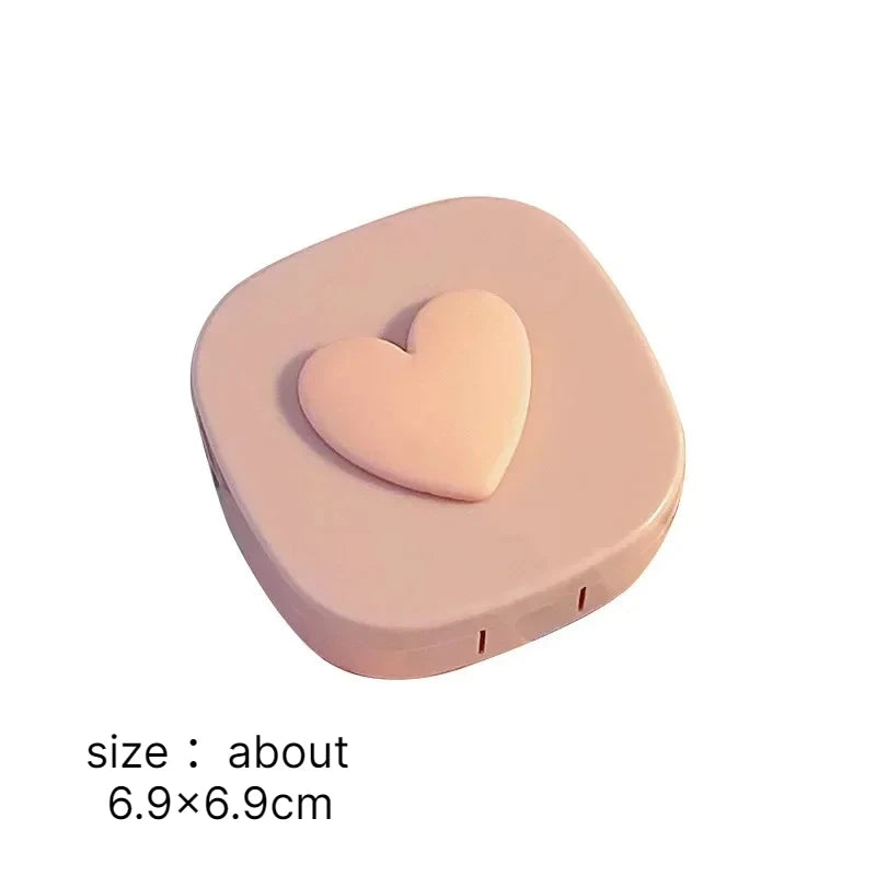Heart Contact Lens Case with Mirror – Cute Travel Kit Contact Lens Case Babs