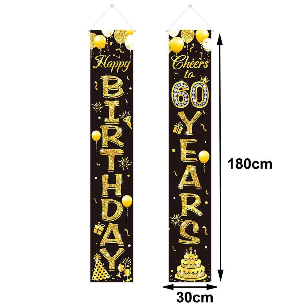 6pcs Black Gold 60th Birthday Water Bottle Labels & Stickers