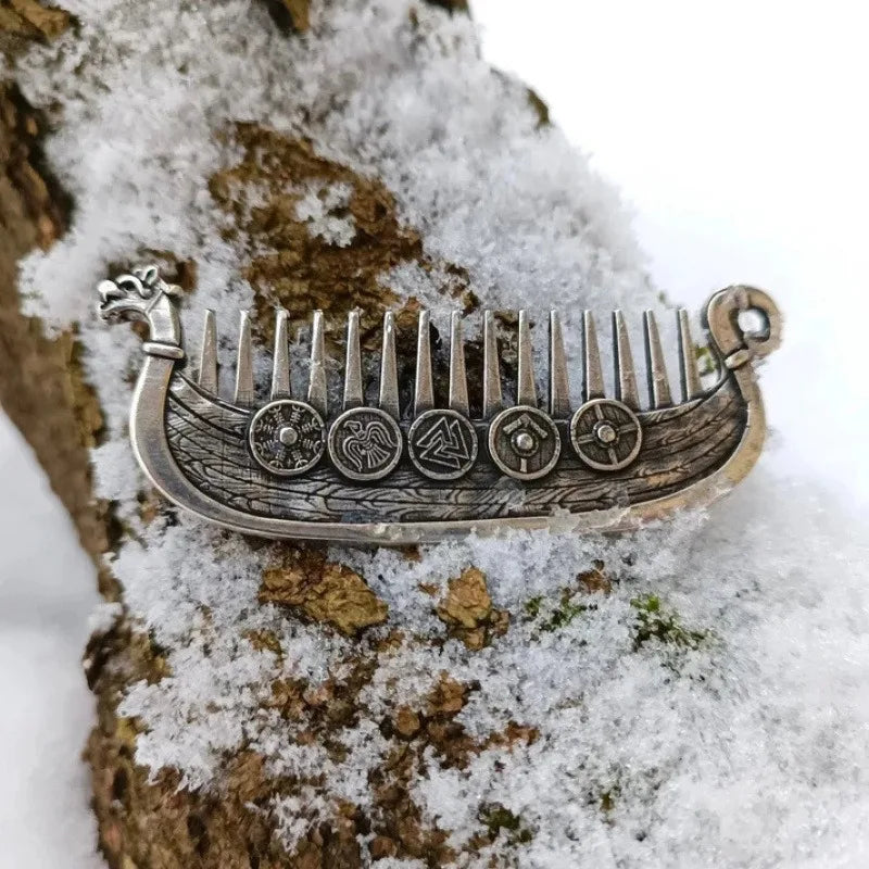 Viking Drakkar Beard Comb – Norse Longship Men's Grooming Gift Beard Grooming Comb Babs