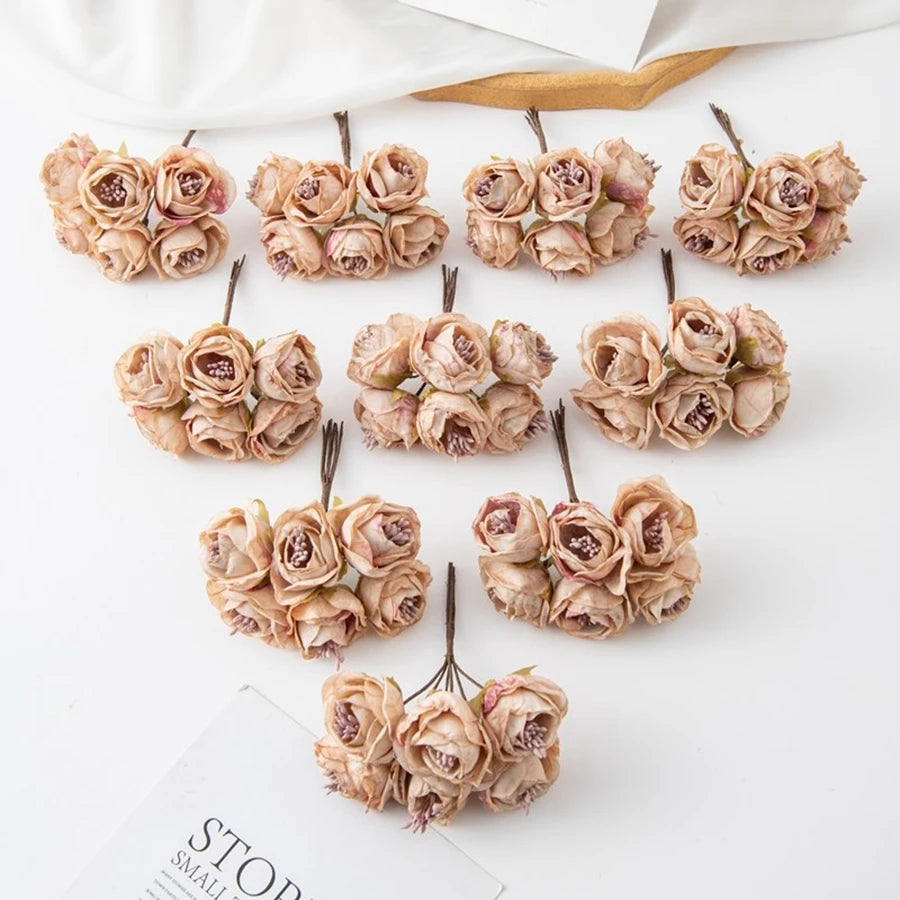6-Pack Silk Artificial Roses – Wedding Bouquet & Home Décor Artificial Silk Flowers Babs