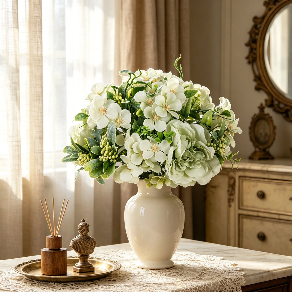 Silk Peony & Hydrangea Artificial Bouquet | Wedding & Home Decor Artificial Flower Bouquet Babs