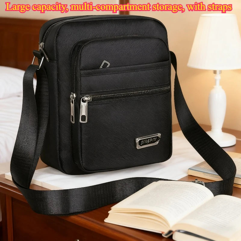 Black Oxford Crossbody Bag – Unisex Large Capacity Multi-Pocket Crossbody Shoulder Bag Babs