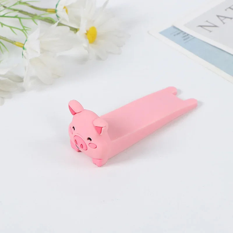 Floor Door Stopper – Anti-Slam No-Drill PU Rubber Wedge Floor Door Stopper Babs pink pig