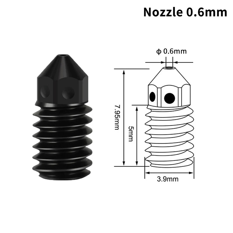 Hardened Steel Nozzle for Bambu Lab A1 – 0.2/0.4/0.6/0.8mm 3D Printer Nozzle Babs A3