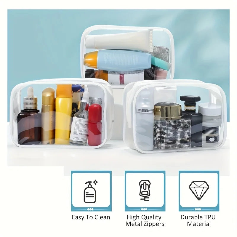 6-Pack Clear Zipper Makeup Bags – Leakproof Travel Organizers Makeup Organizer Bags Babs