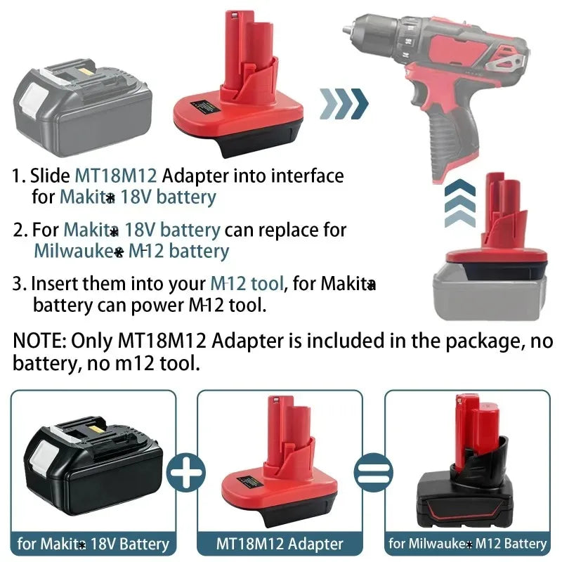 Makita 18V to Milwaukee M12 Battery Adapter – MT18M12 Battery Adapter Converter Babs