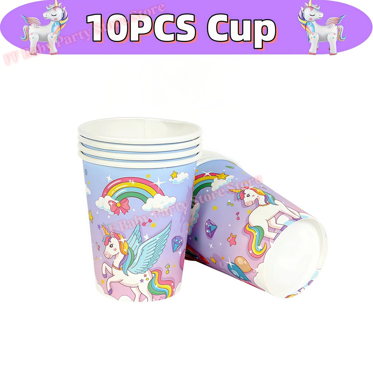 Girls Unicorn Birthday Party Decorations – 3D Balloons & Supplies Party Decoration Set Babs 10pcs cups others