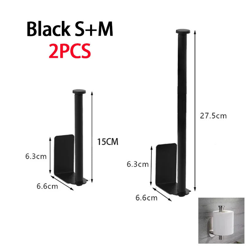 Under Sink Paper Towel Holder Stainless Steel Organizer Rack Kitchen Storage Rack Babs Black-S M-2Pcs